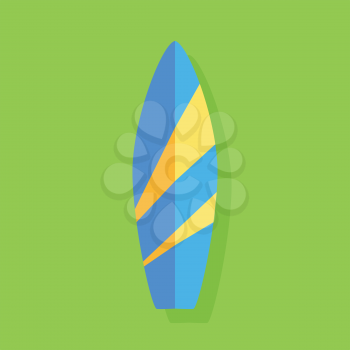 Set of surfboards for surfing isolated on green background. Vector illustration
