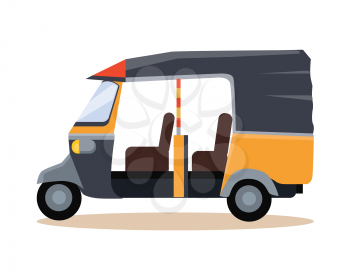 Asia travel conceptual illustration in flat style design. Summer vacation in exotic countries vector. Original urban transport concept. Asian taxi icon.