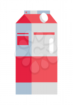 Paper bottle for liquid food illustration. Flat design. Ecological clean and cost-effective packaging for milk, juice, yogurt concept. Picture for signboard, app icons, logo design, infographics.