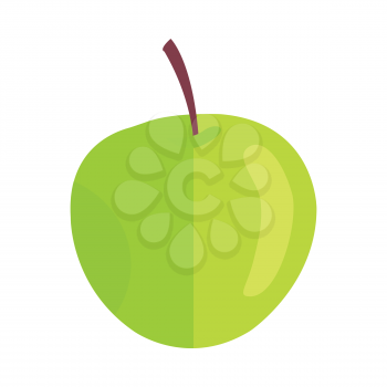 Green apple vector in flat style design. Fruit illustration for conceptual banners, icons, mobile app pictogram, infographic, and logotype element. Isolated on white background.