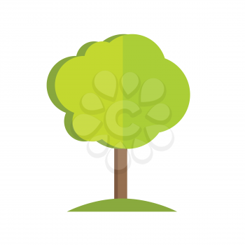 Simple tree with cloud-style crown icon. Vector illustration in flat style design. Plant pattern for environment, gardening, farming, business growing concepts. Isolated on white background. 