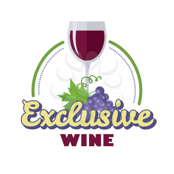 Exclusive wine. For labels, tags, tallies, posters, banners of check elite vintage wines. Logo icon symbol. Winemaking concept. Part of series of viniculture production and preparation items. Vector