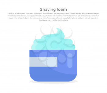 Shaving foam banner illustration. Human basic hygiene conceptual illustration. Flat style design. Shaving foam in tube vector for skin care products ad, cosmetics companies, web pages design.