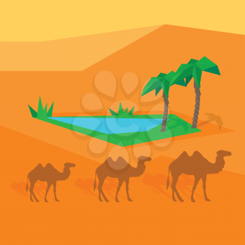 Transportation of goods by camel. Worldwide warehouse deliver through Africa. Logistics shipping and distribution. Camel with shadow. Loading and unloading. Part of series of worldwide delivery