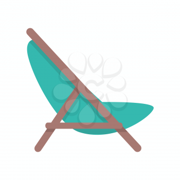 Beach chaise vector illustration in flat style design. Summer vacation on seacoast concept.  Lounge icon for traveling and leisure online services, applications. Isolated on white background.   