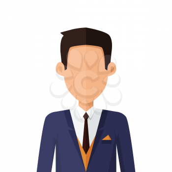 Man character avatar vector in flat style design. Brunet male personage portrait icon. Illustration for identity in Internet, concepts, app pictograms, infographic. Isolated on white background. 