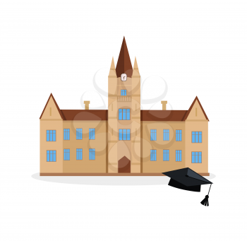 School and university or college building icon. Education student, flat campus design, graduation university. Vector illustration