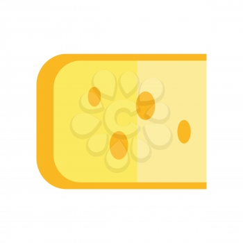Cheese vector Illustration. Flat design. Milk products concept. Sliced piece of fresh natural cheddar. illustration for grocery shop, farm ad, menu, app pictogram. Isolated on white background. 