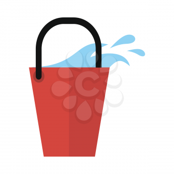 Bucket icon with water isolated on white. Cleaning tool. Sign symbols of clean in house. House washing equipment. Office and hotel cleaning. Housekeeping. Cleaning concept. Vector illustration