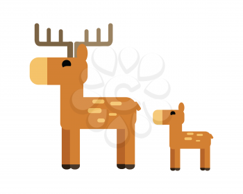 Sika deer vector illustration in flat style.  Animal picture for wild nature conceptual banners, web, app, icons, infographics, logotype design. Isolated on white background.  