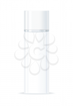 Shampoo bottle isolated on white. Empty cosmetic product tube. Reservoir without label. No logo or trademark on the flask. Part of series of decorative cosmetics items. Flagon. Vector illustration