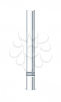 Blank silver tube for cosmetics on white background. Product for body, face and skin care, beauty, health, freshness, youth, hygiene. Realistic vector illustration.