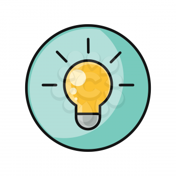 Creative idea with light bulb shape as inspiration concept. Light bulb. Idea concept. Light lamp sign icon. Idea symbol. Light shines icon. Round line icon. Flat design vector illustration