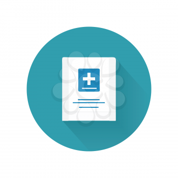 First aid kit vector illustration in flat design. Hermetic plastic bag with a cross blue. Container for sterile medical supplies. Bandages, plasters, cooling package. Isolated on white background