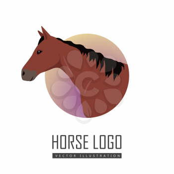 Sorrel horse logo vector. Flat design. Domestic animal. Country inhabitants concept. For farming, animal husbandry, horse sport illustrating. Agricultural species. Isolated on white