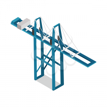 Container terminal isolated. Maritime container terminal. Inland container terminal. Facility where cargo containers are transshipped between transport vehicles, for onward transportation. Vector