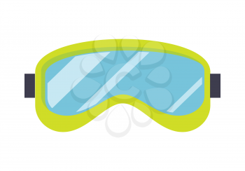 Ski mask isolated on white. Snowboard glasses. Sport equipment for winter recreation activities. Ski goggle glasses for extreme winter sport. Snowboard mask eyes protection object. Vector illustration