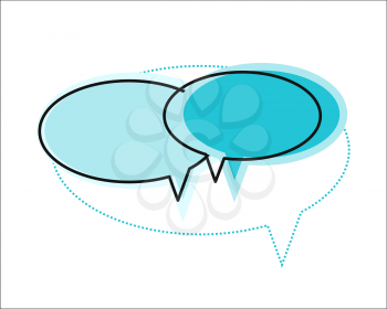Blue dialog windows icon. Dialog icon. Chat icon. Online communication element. Design element, sign, symbol, icon in flat. Isolated object on white background. Vector illustration.