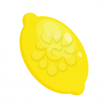 Lemon isolated on white. Editable element for your design. Grocery store assortment, healthy nutrition. For icons, ad, infographics. Part of series of fruits and vegetables in flat style. Vector