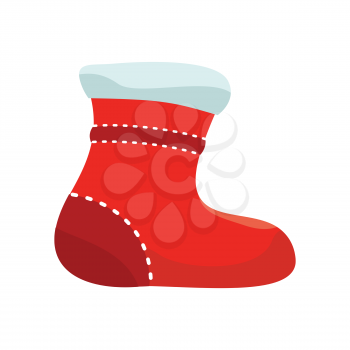 Sock for christmas stocking vector. Flat design. Illustration of big warm red sock. Christmas and New Year celebrating. Winter holidays symbol. Isolated on white background