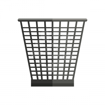 Trash basket vector in flat style. Plastic or metal container for waste, papers, and rubbish. Container for garbage for household, environmental concepts. Isolated on white background