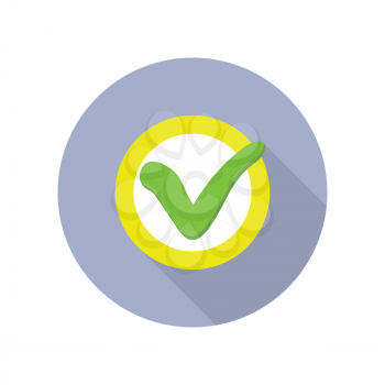 Strategic management web button with check sign. Approval symbol. Approved icon. Strategic planning, marketing, thinking, vision, business strategy, planning, finance Vector illustration