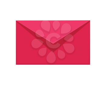 Message icon isolated on white. Red or pink communication letter sms, email and web envelope, send and internet mobile button, interface for application apps. Vector illustration in flat style design