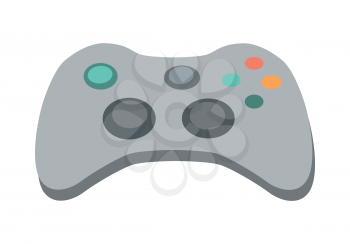 Modern ergonomic gamepad icon. Gaming controller with force feedback buttons flat vector illustration isolated on white background. Input device for game concoles. For app pictogram, ad, web design