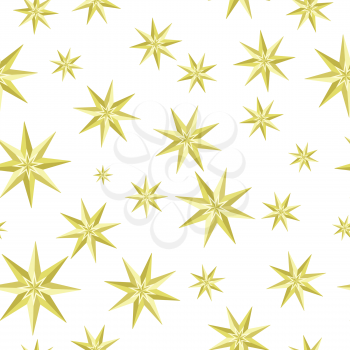 Eight-pointed star vector seamless pattern. Traditional Christmas decorative element on white background. Holidays ornament. Flat design. For gift wrapping, greetings, invitations, printings design