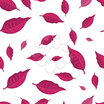 Leaves vector seamless pattern. Flat style illustration. Falling red tree leaves on white background. Autumn defoliation. For wrapping paper, greeting card, invitation, printing materials design
