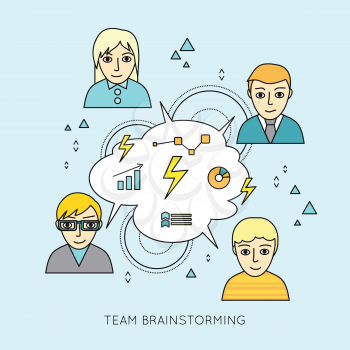 Team brainstorming concepts. Group of people brainstorming. Idea generation, problem solving, strategy solution, analysis innovation, research, good solution, optimization insight inspiration
