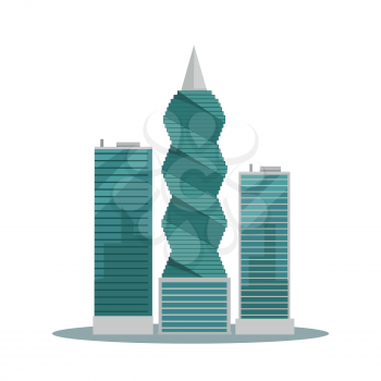 Panama-city buildings vector illustration. Skyscrapers in Panama capital. Modern architecture concept in flat style design. F F Revolution tower. Isolated on white background.