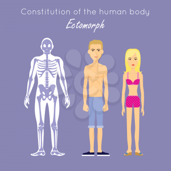 Constitution of human body. Ectomorph. Ectomorphic type characterized as linear thin usually tall fragile lightly muscled, flat chested and delicate. Person desire isolation, solitude and concealment.
