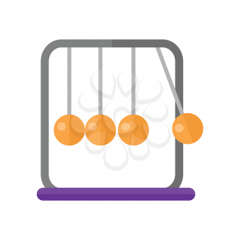 Newton's cradle vector in flat style. Devise for demonstration conservation of momentum and energy. Executive ball clicker. Illustration for scientific and educational concepts. Isolated on white 