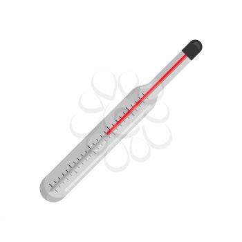 Thermometer vector icon in flat style. Medical instruments initial diagnosis. Illustration for application button pictograms, infogpaphics elements, logo, web design. Isolated on white background