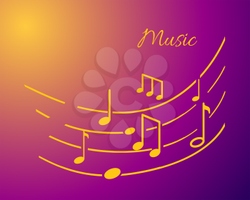 Music notation with lines and notes sounds, text signs vector. Tune playing, organized tablature with melody symbols of musical tones, tempo rhythm