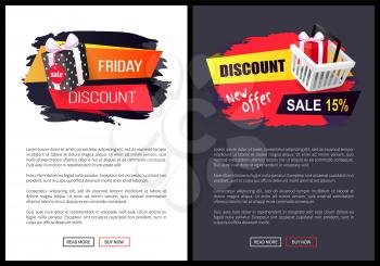 Black Friday sale, banner with presents in boxes vector. Discounts and special prices, reductions and surprises, autumn sellout on web poster with text