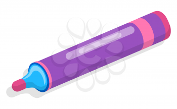 Purple felt-tip pen icon isolated on white background. Colorful stationery, office supplies for writing, drawing or marking text. Back to school concept. Isometric style objects vector illustration