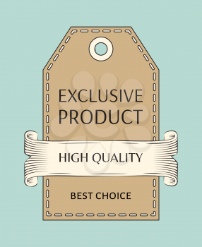 Best choice for high quality exclusive product label. Vector warranty carton badge with swallowtailed paper ribbon for item commerce and promotion.