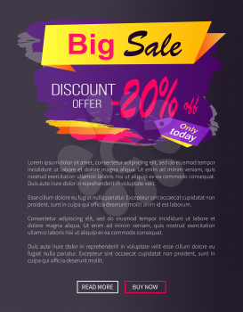 Only today big sale discount offer - 20 off Black Friday promotional web label abstract geometric ribbons on brush strokes, color inscription vector