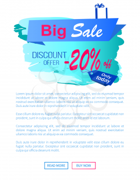 Big sale discount offer 2017 -20 vector landing page design with place for your text informing about reduction of prices, shopping label with presents