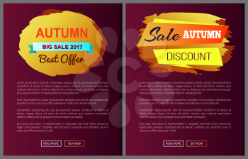 Autumn big sale 2017 best offer special price discounts on fall collection web banners with buttons read more and buy now vector set of posters
