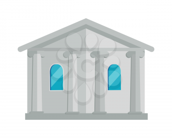 Building with columns vector. Flat design. Classical architecture illustration for legal, historical, business concepts, web, app, icons, infographics, logotype design Isolated on white background  