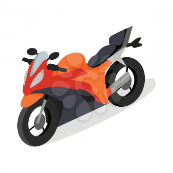 Sport bike isometric projection icon. Red speed motorcycle vector illustration isolated on white background. Race  motorbike. For game environment, transport infographics, logo, web design