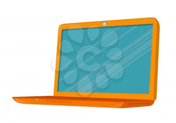 Isometric vector notebook orange laptop illustration on white background
