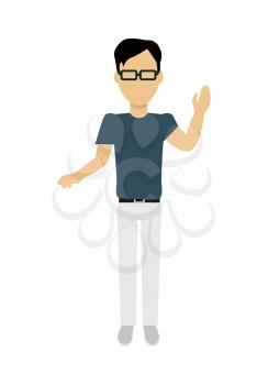 Male character without face in t-shirt vector. Flat design. Man template personage illustration for concepts with humans, mobile app pictogram, logos, infographic. Isolated on white background.