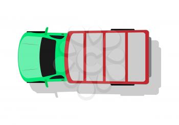 Car van from top view vector illustration. Flat design. Commercial auto. Illustration for transport concepts, car infographic, icons or web design. Delivery automobile. Isolated on white background