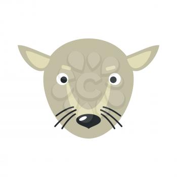 Rat or mouse face vector. Flat design. Animal head cartoon icon. Illustration for nature concepts, children s books illustrating, printing materials, web. Funny mask or avatar. Isolated on white 