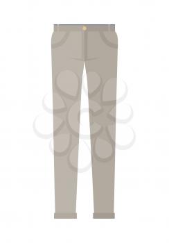 Trousers isolated on white background. Unisex man woman trousers. Brown jeans in flat style design Modern pants vector illustration. Fashionable cotton elegant trousers. Casual male female jeans icon