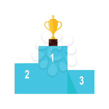 Winners podium isolated on white. Professional growth. First prize place. Trophy gold cup award. Achieving best results due to constant learning. Business education. Vector illustration